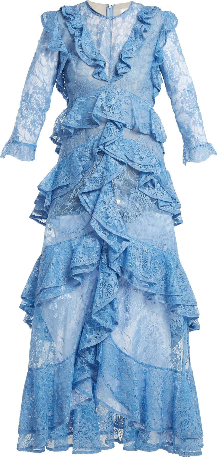 Erdem Koral ruffle-trimmed lace dress