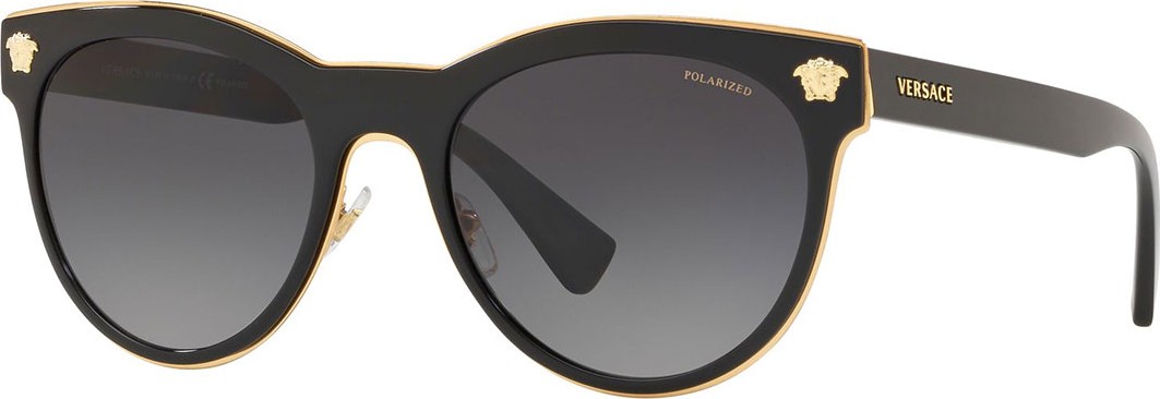 Versace Polarized Round Metal Medusa Head Sunglasses
