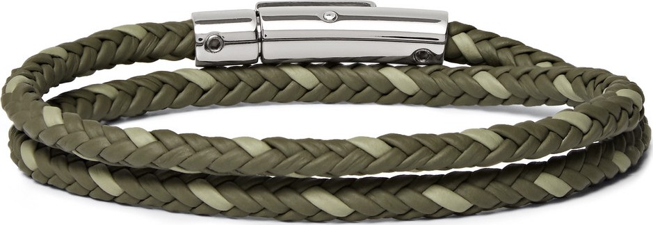 Tod's Woven Leather and Silver-Tone Wrap Bracelet