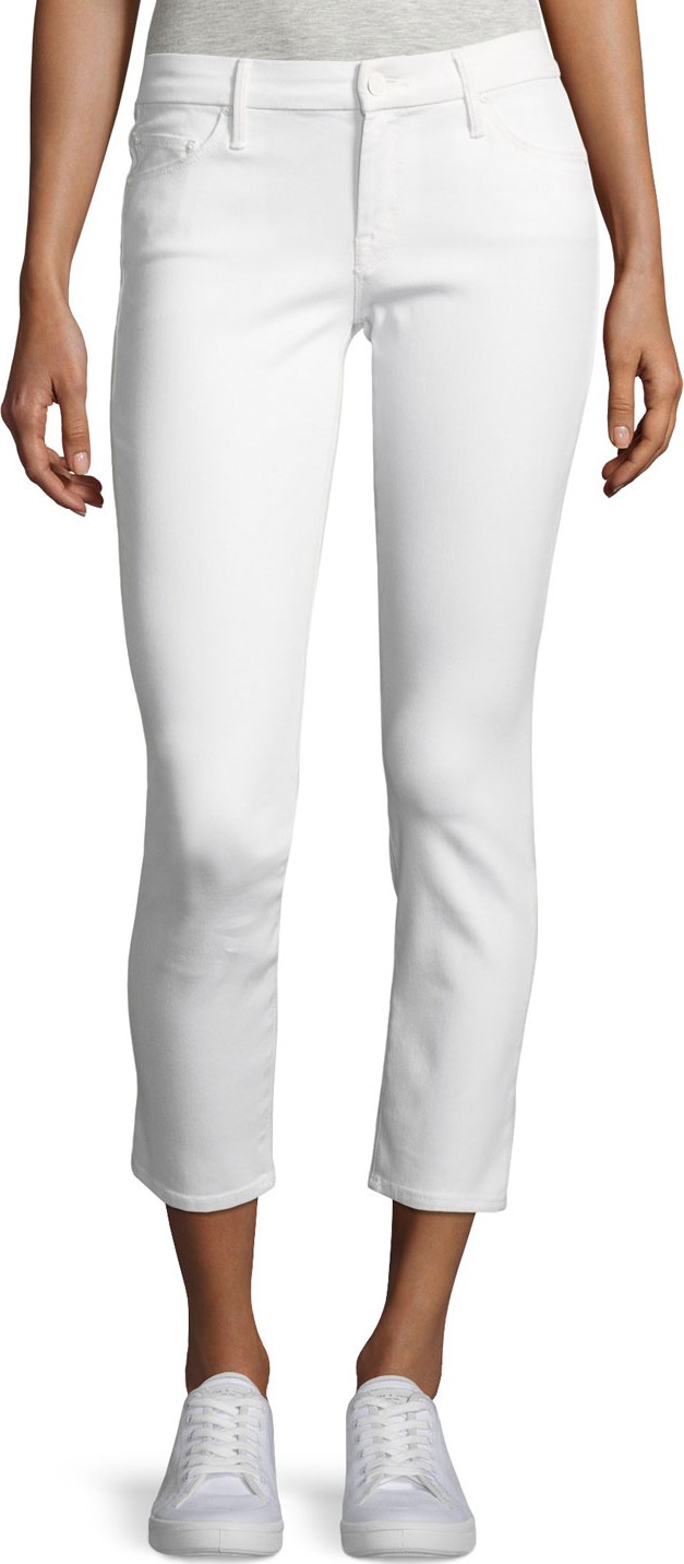 MOTHER Looker Glass Slipper Crop Jeans, White