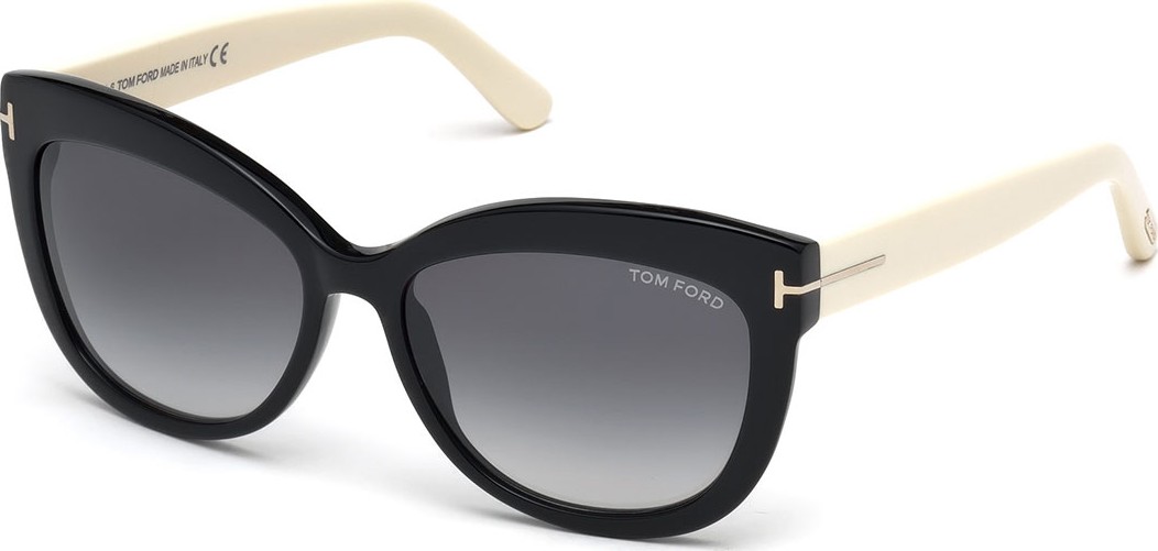 TOM FORD Alistair Two-Tone Squared Cat-Eye Sunglasses, Black/Cream