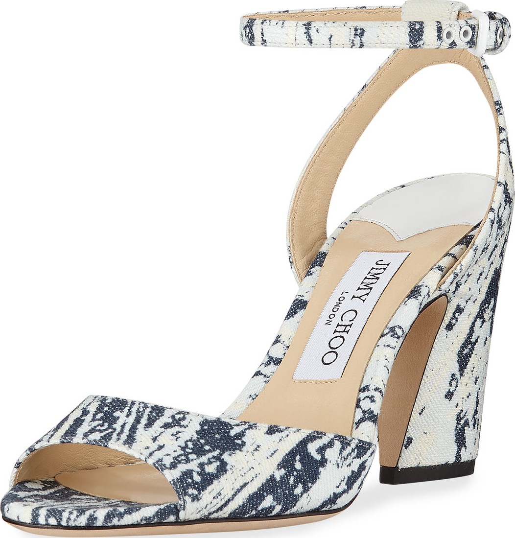 Jimmy Choo Miranda Bleached Denim Sandals