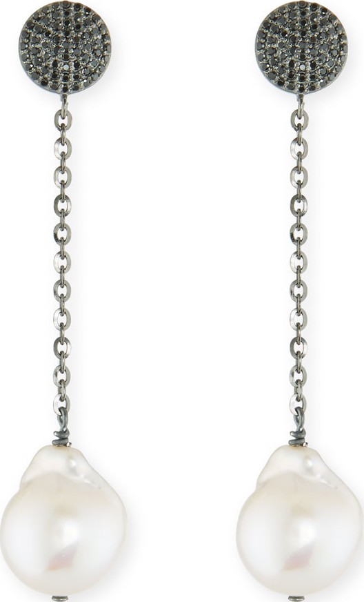 Margo Morrison Baroque Pearl Chain Drop Earrings