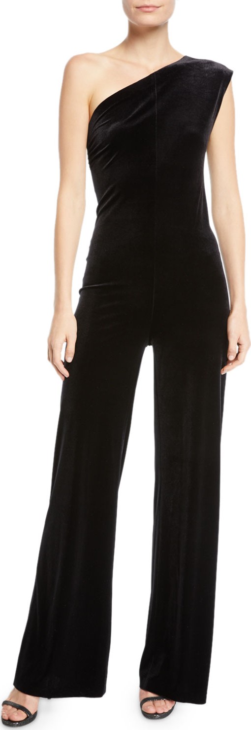 Norma Kamali One-Shoulder Velvet Jumpsuit