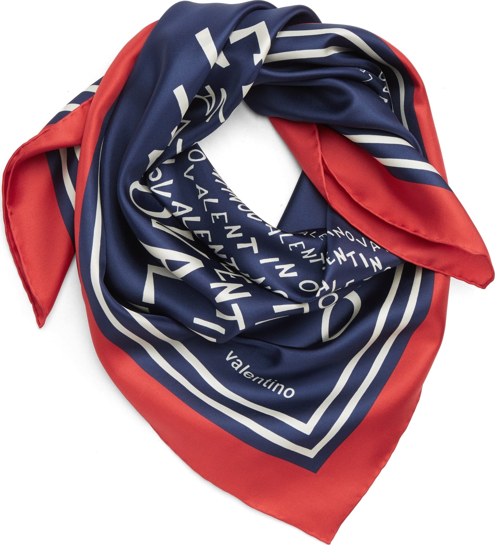 Valentino Chevron Logo Silk Square Scarf