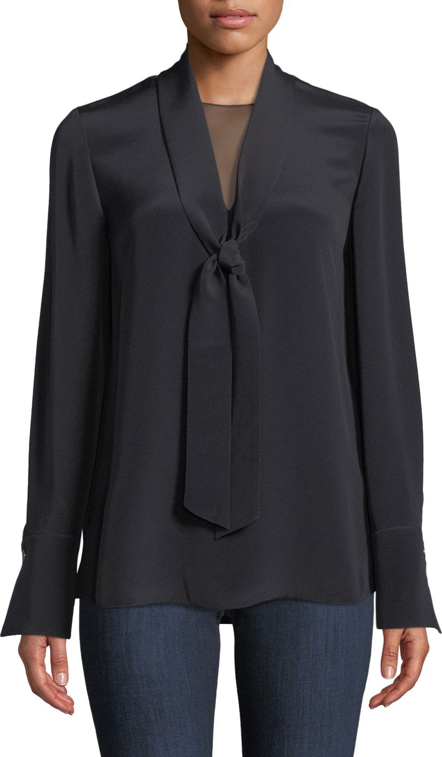 KOBI HALPERIN Perry Silk Tie-Neck Blouse