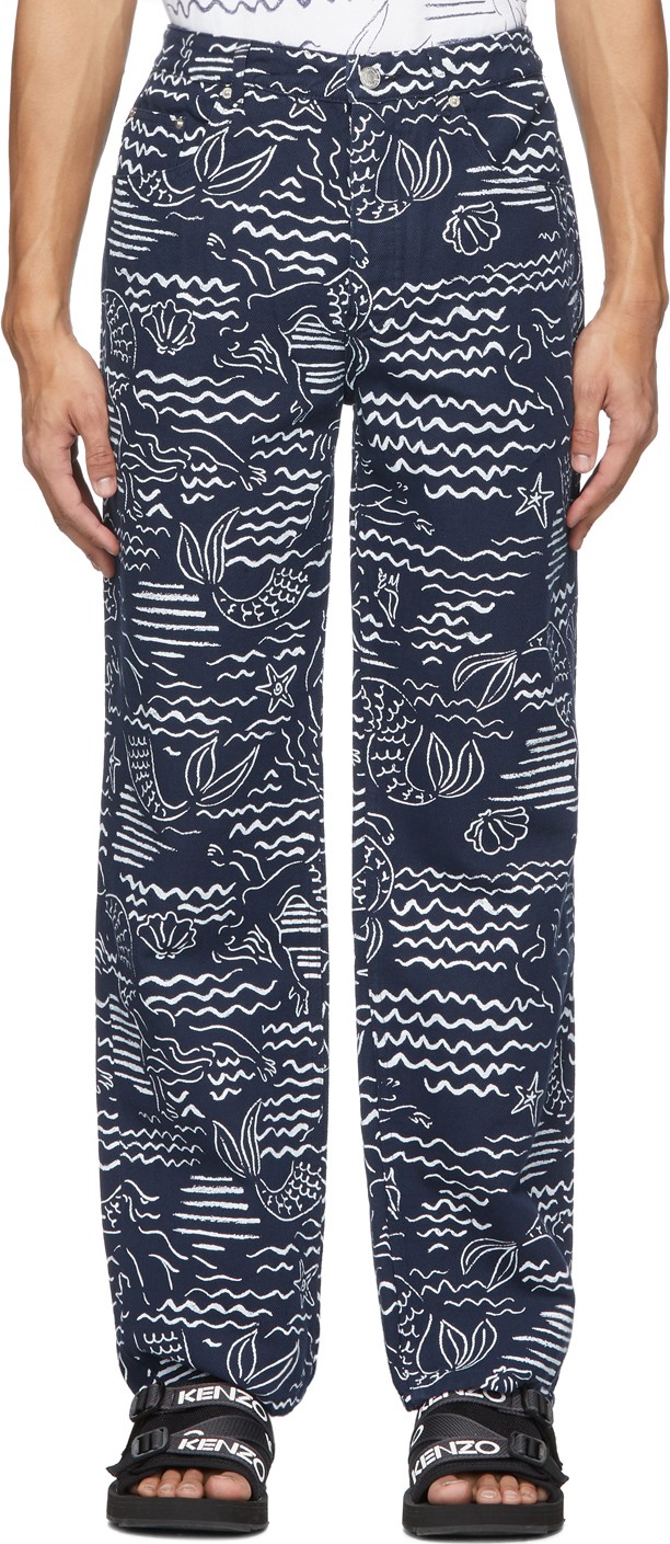 KENZO Indigo Linen Wave Mermaid Jeans KENZO Indigo Linen Wave Mermaid Jeans