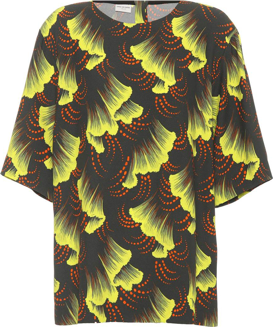 Dries Van Noten Printed crêpe top