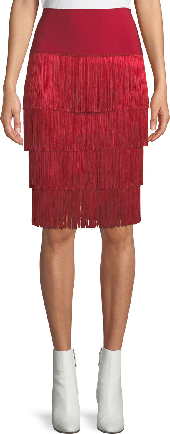 Norma Kamali Jersey Skirt w/ Fringe Layers Norma Kamali Jersey Skirt w/ Fringe Layers
