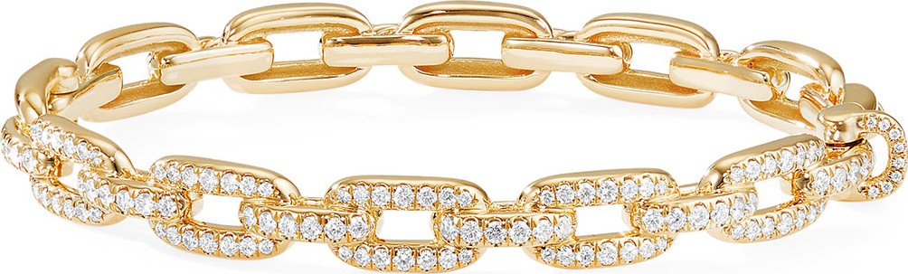 David Yurman Stax 18k Gold Diamond Link Bracelet, Size L