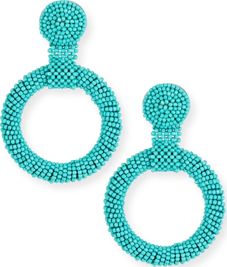 Kenneth Jay Lane Gypsy Hoop Drop Earrings, Turquoise