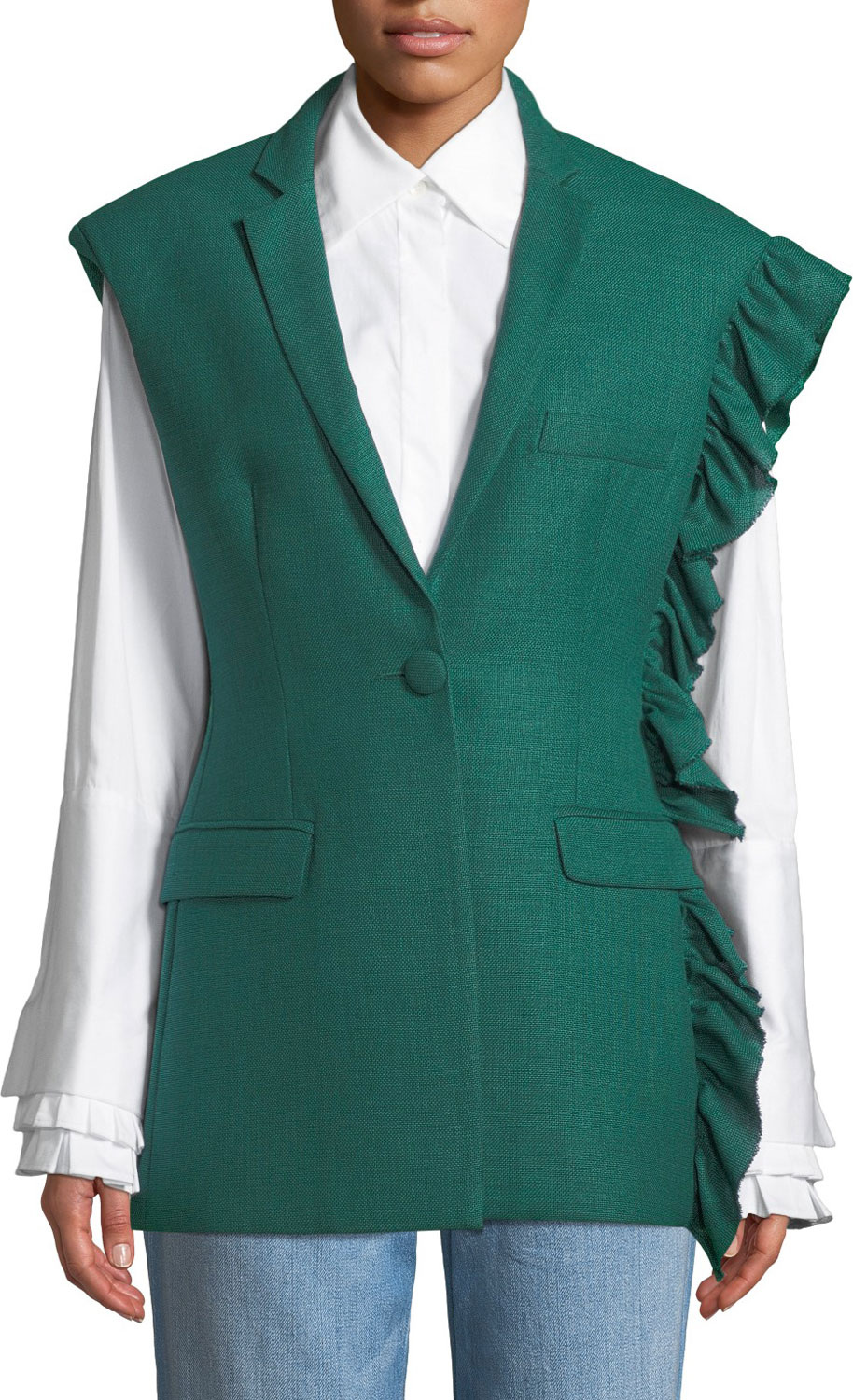 Maggie Marilyn Girl With A Dream Shoulder-Ruffle Wool Vest