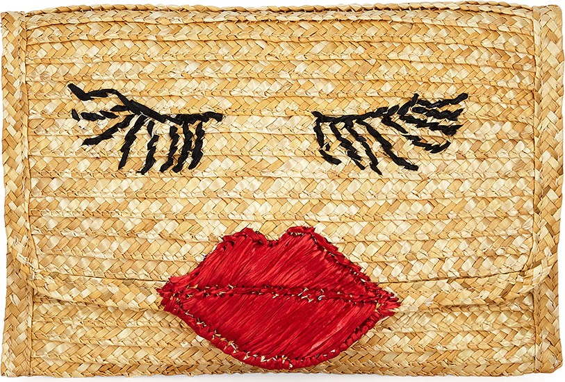 Felix Rey Raffia Lips Clutch Bag