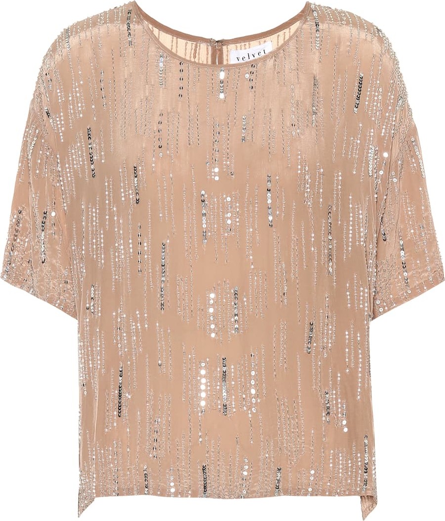 Velvet By Graham & Spencer Brighton sequinned crêpe top