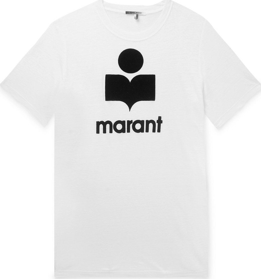 Isabel Marant Karman Logo-Flocked Linen T-Shirt