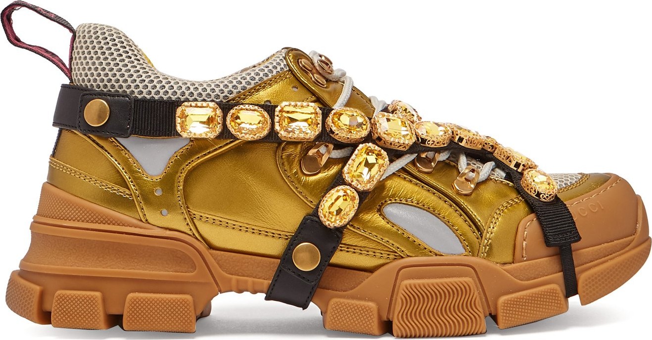 Gucci Flashtrek crystal-embellished low-top trainers