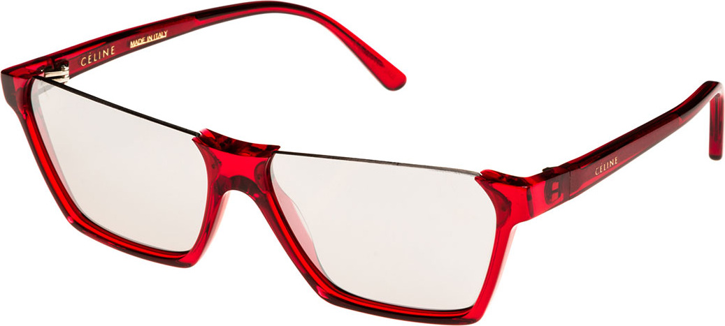 Celine Semi-Rimless Rectangular Mirrored Sunglasses