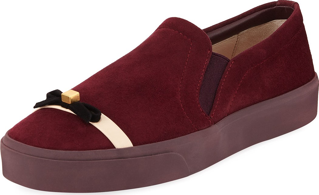 Stuart Weitzman Mollie Bow Suede Skate Sneakers