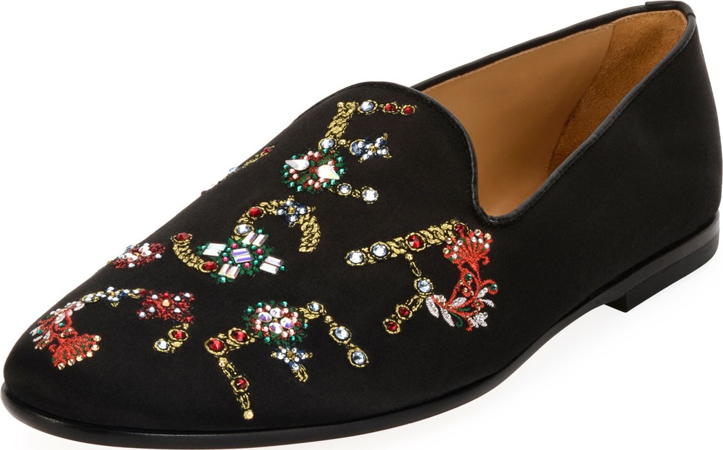 Versace Men's Satin Formal Slippers w/ Swarovski® Crystal Embellishments