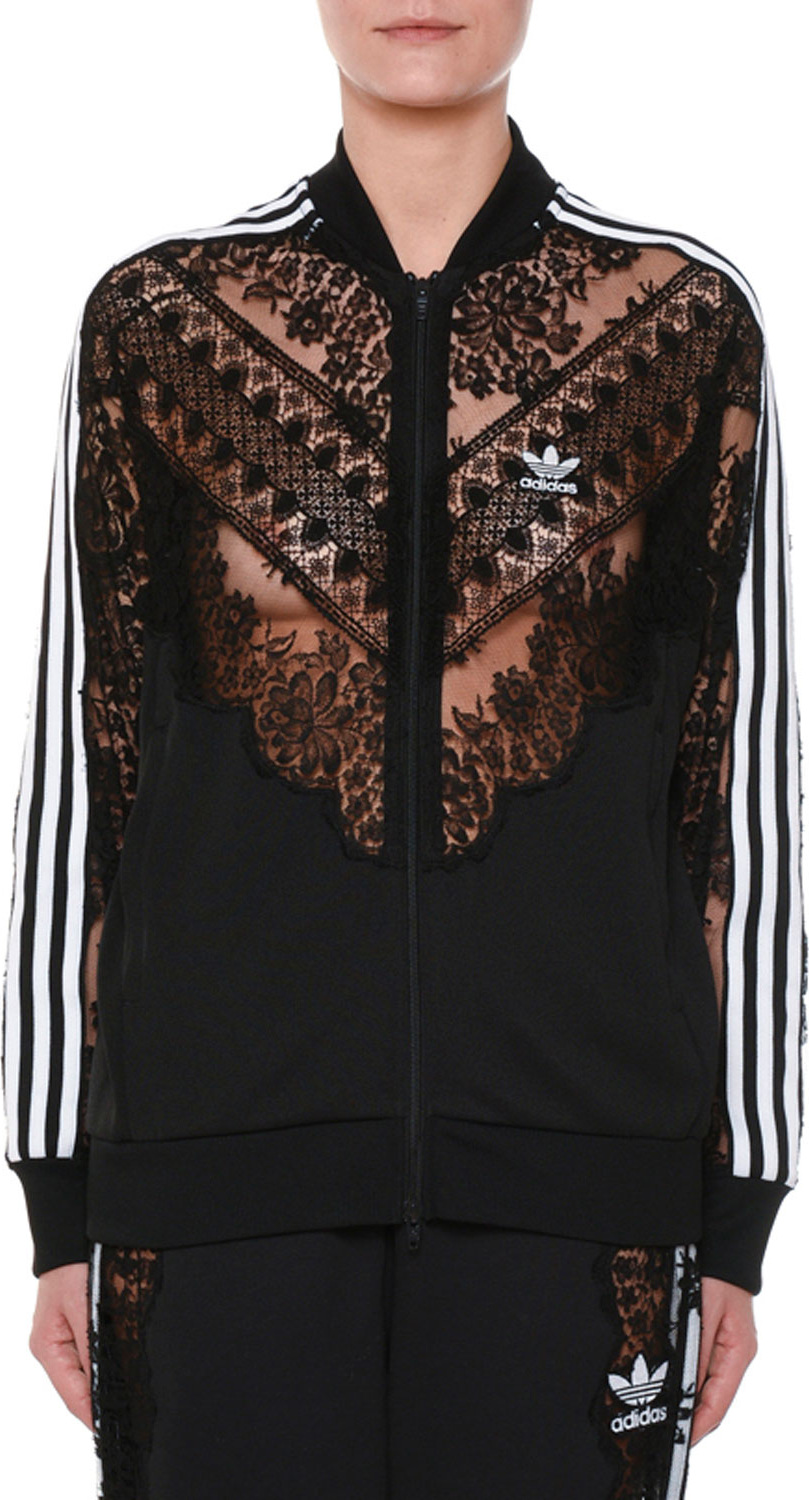 Stella McCartney Zip-Front Sweatshirt Jacket w/ Lace Inset