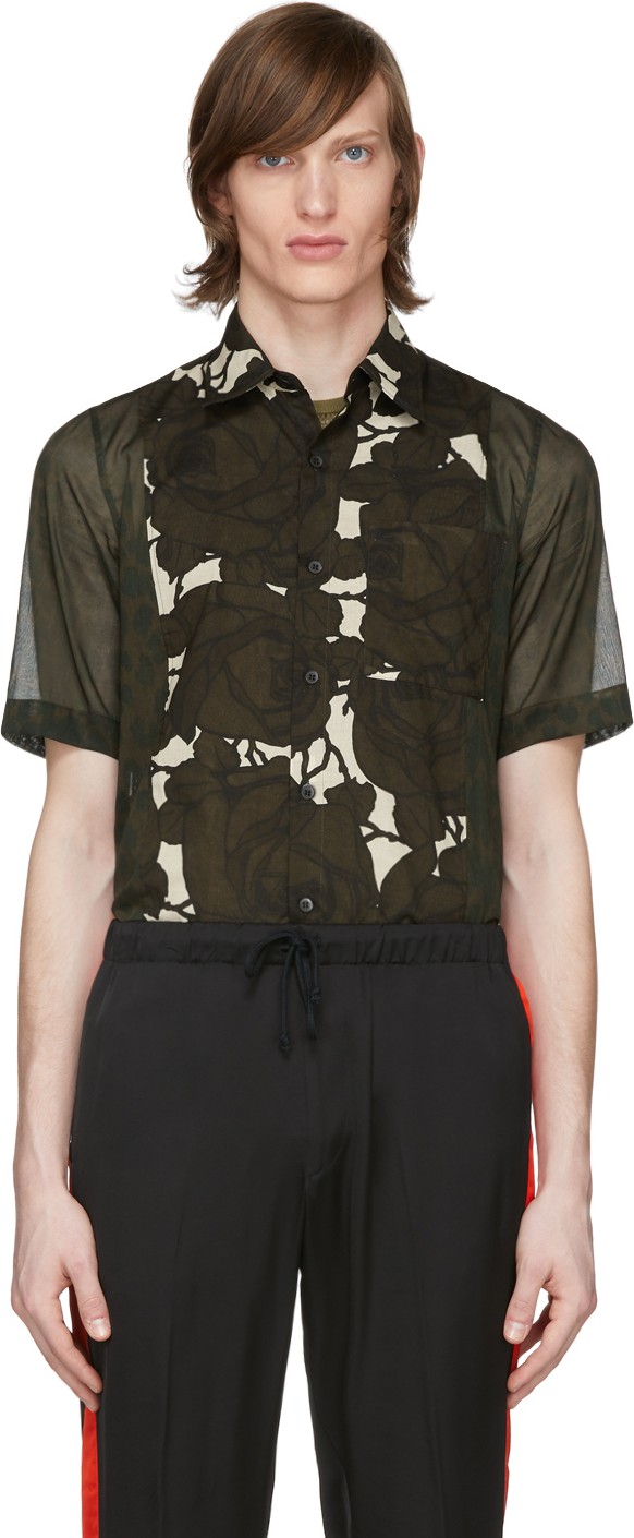 Dries Van Noten Khaki Leopard & Floral Shirt