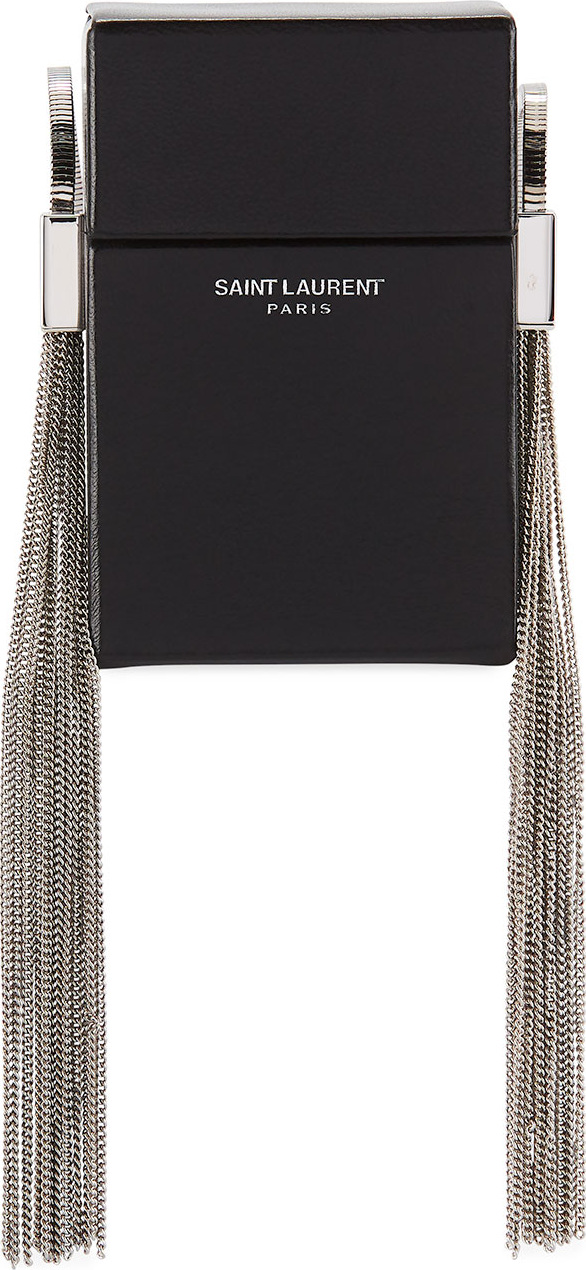 Saint Laurent Smoking Box Slouchy Minaudiere Clutch Bag with Chain Tassels