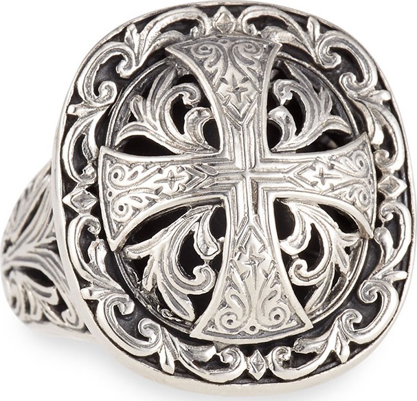 Konstantino Sterling Silver Etched Cross Ring