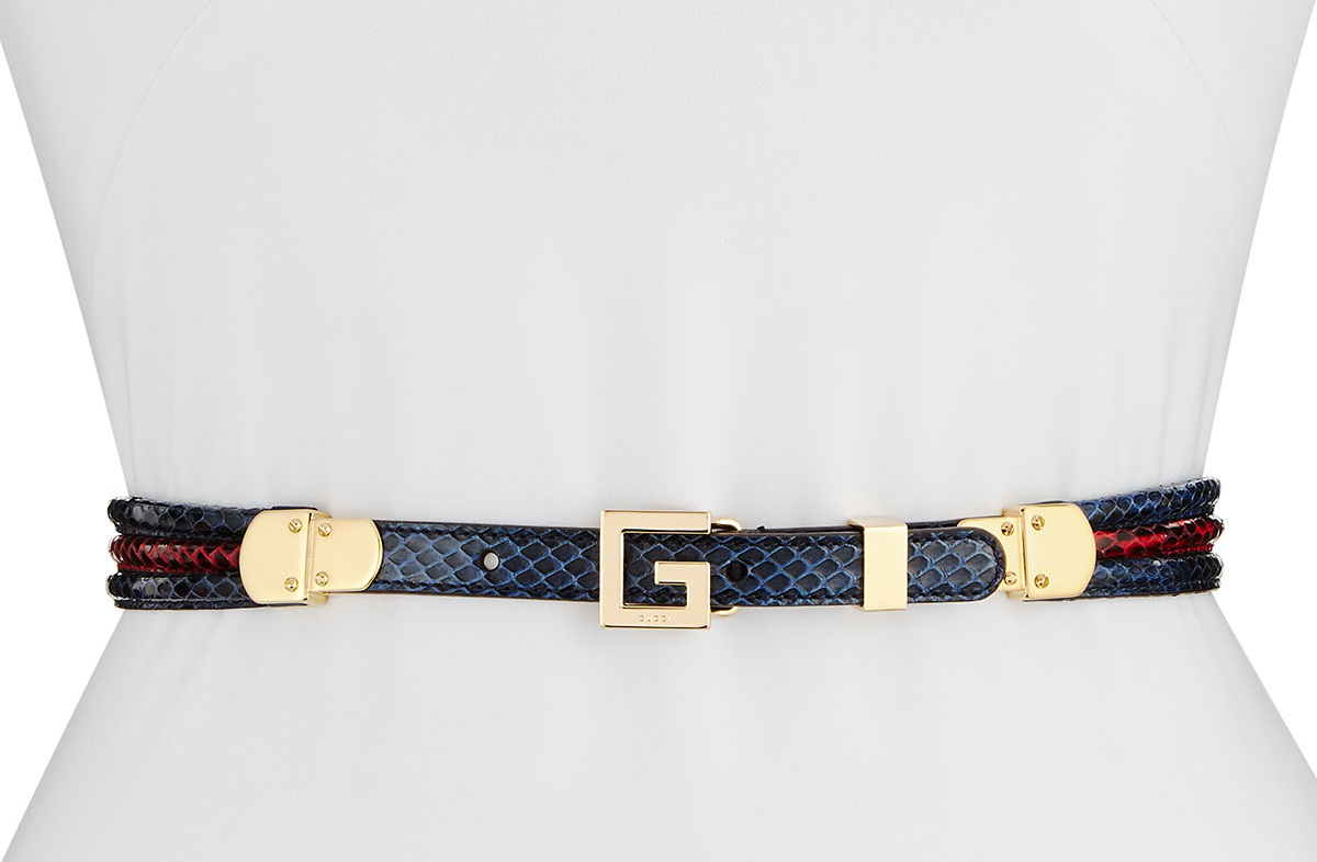 Gucci Snakeskin Square G Belt