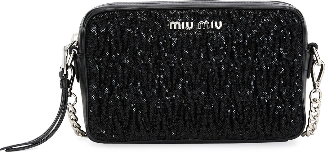 Miu Miu Matelassé and Sequin Camera Crossbody Bag