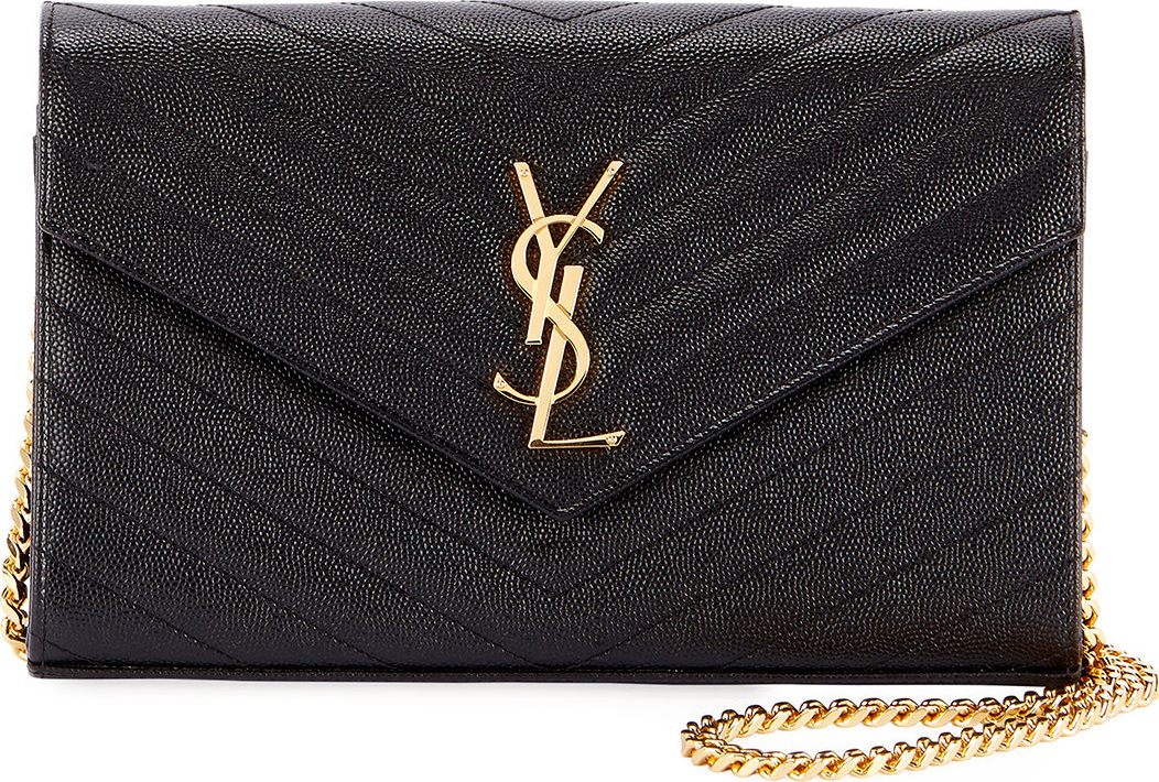 Saint Laurent Monogram YSL Matelasse Wallet-on-a-Chain