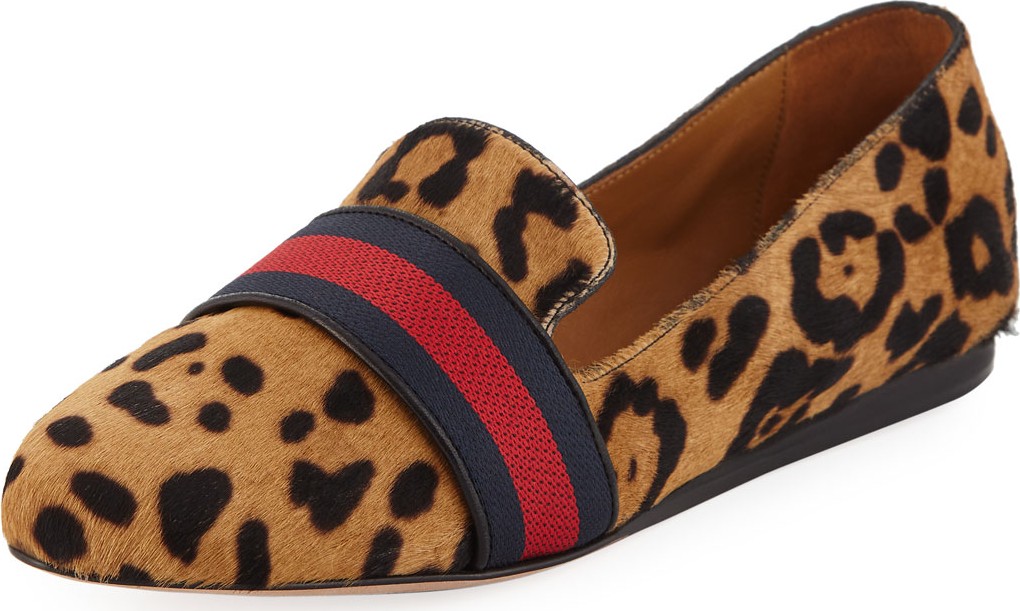 Veronica Beard Griffin Flat Leoard-Print Fur Loafers
