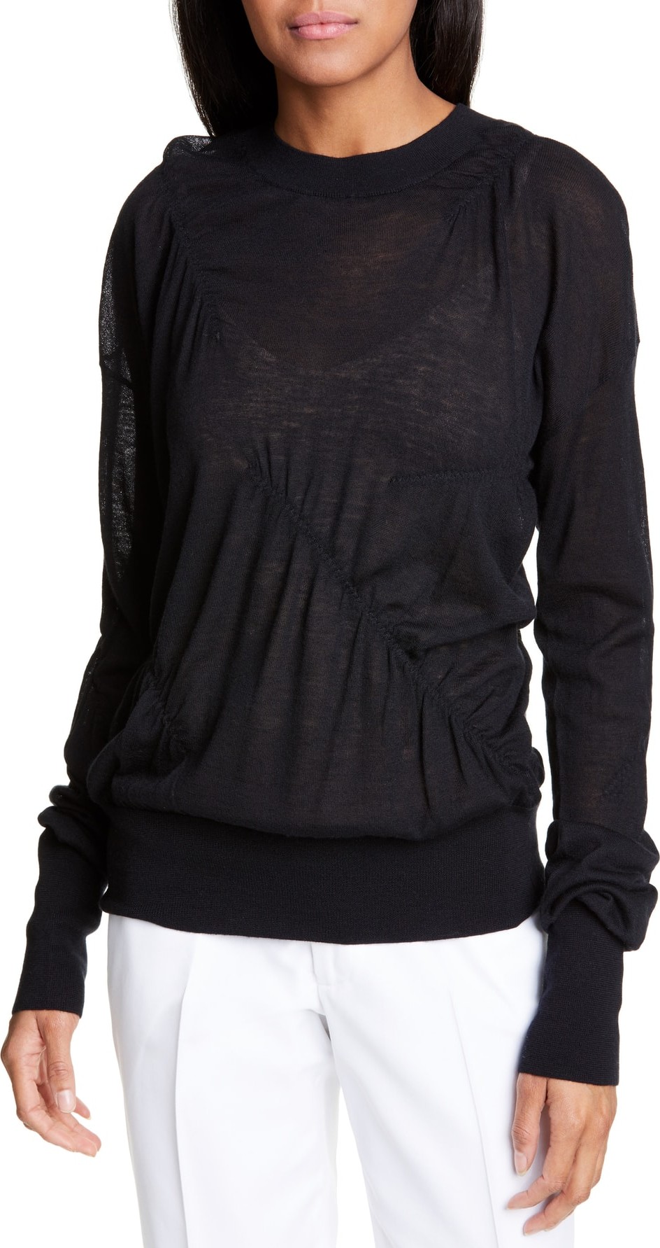 Helmut Lang Ruched Seam Detail Cashmere Sweater