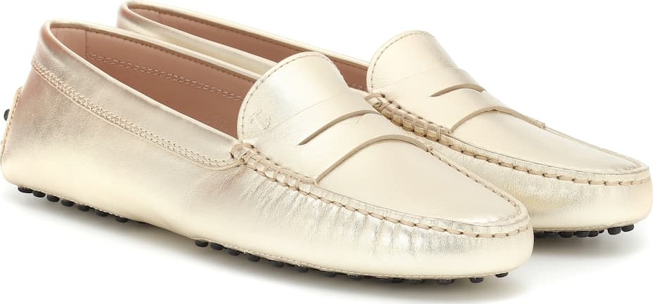Tod's Gommino metallic leather loafers
