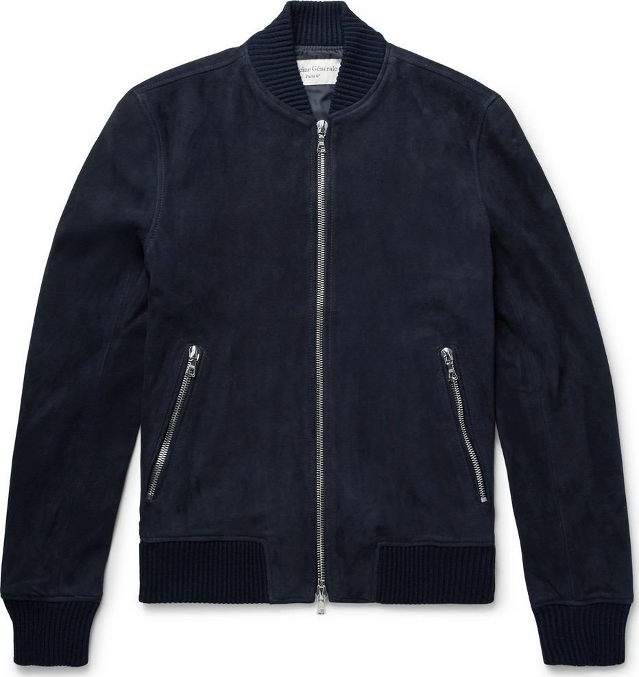 Officine Générale Slim-Fit Suede Bomber Jacket
