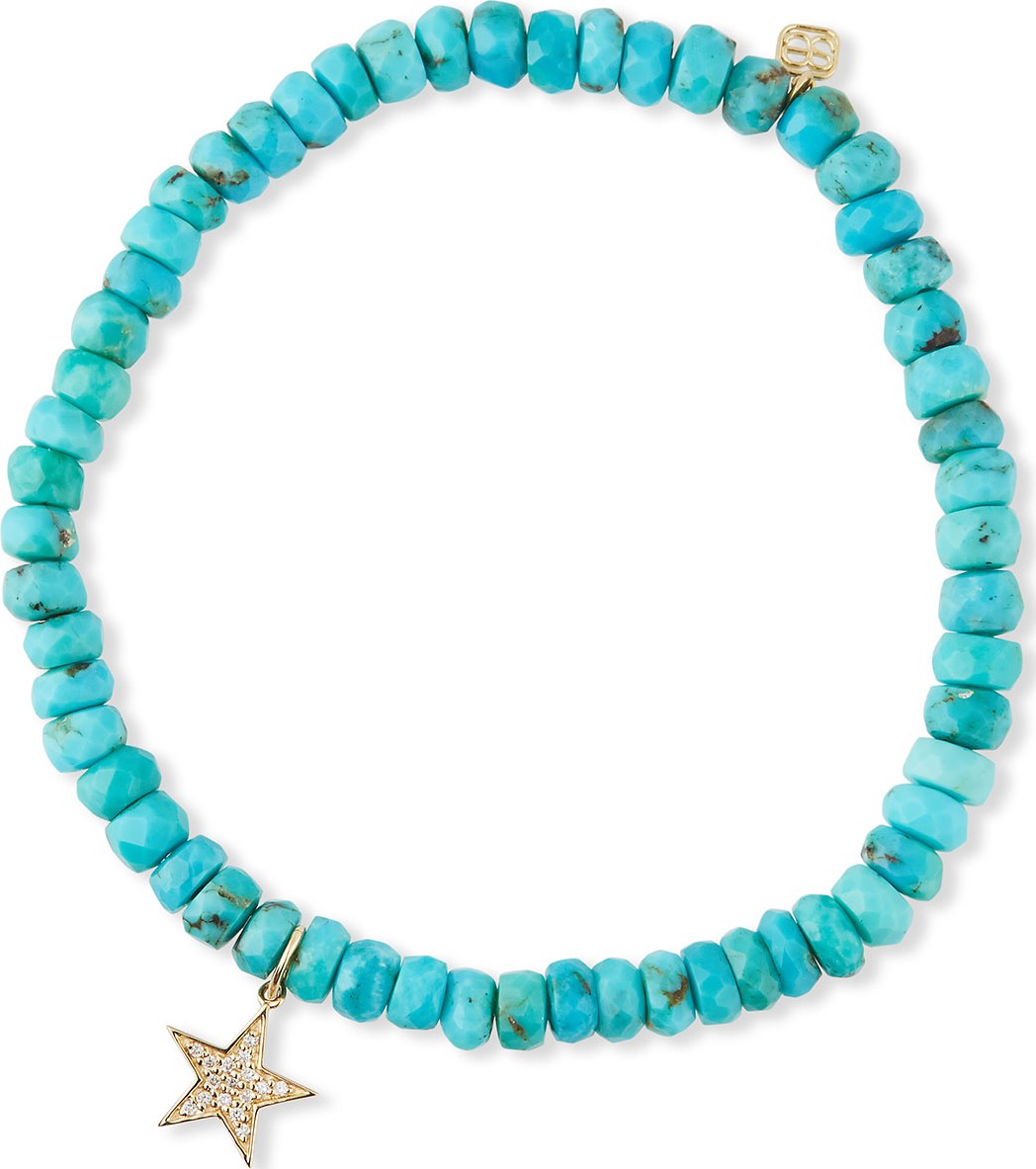 Sydney Evan 14k Diamond Star & Turquoise Bracelet