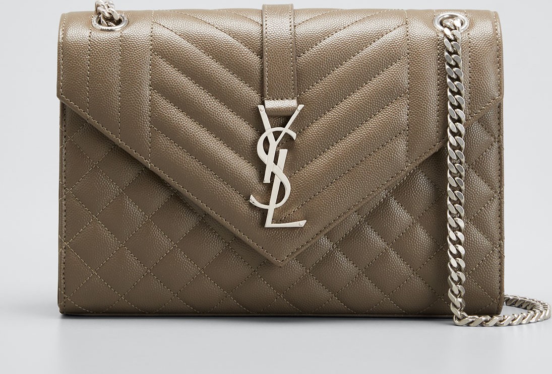 Saint Laurent Triquilt Medium YSL Monogram V Flap Shoulder Bag