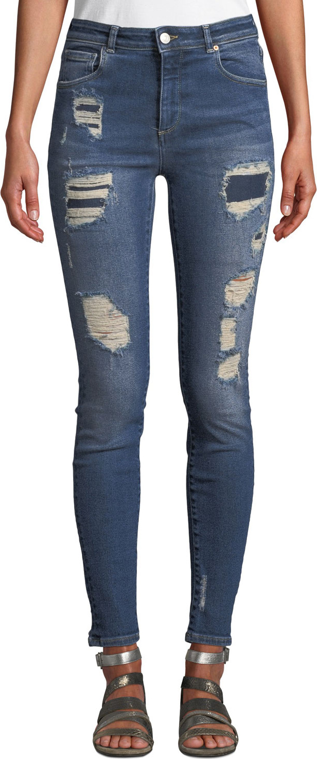 Acynetic Quincy Mica Distressed Skinny Ankle Jeans