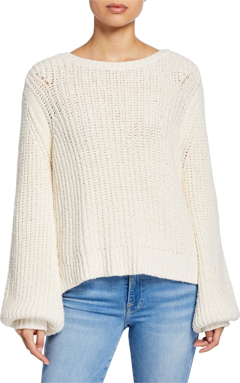 FRAME DENIM Blouson-Sleeve Swing Sweater