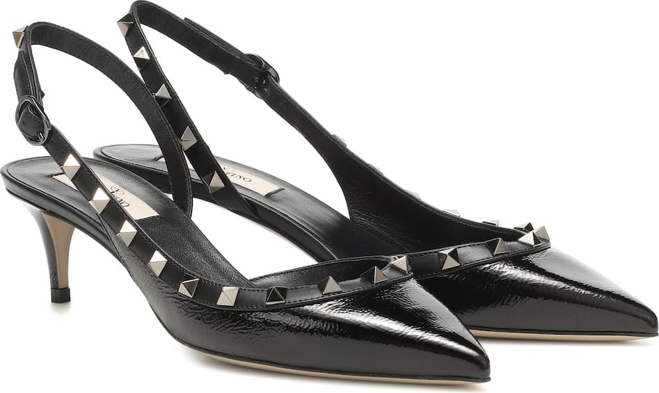 Valentino Valentino Garavani Rockstud patent leather slingback pumps
