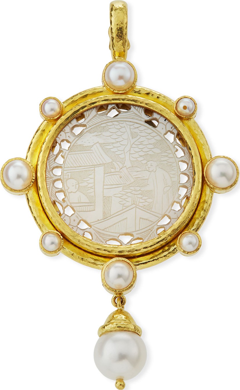 Elizabeth Locke Chinese Gaming Counter Pearl Pendant