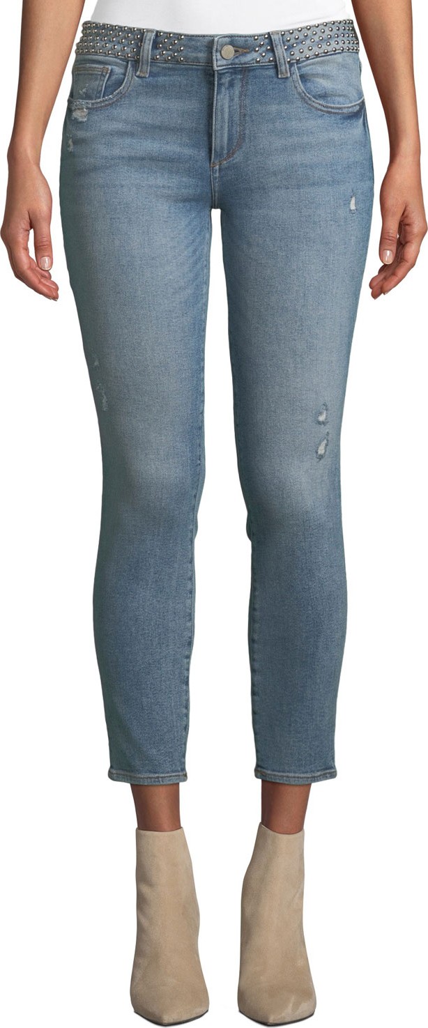 DL1961 Florence Mid-Rise Instasculpt Studded Skinny Jeans