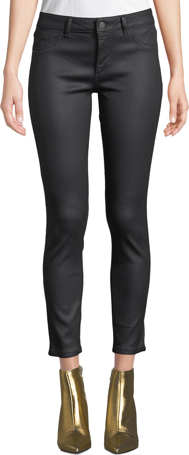 DL1961 Florence Ankle Mid-Rise Coated Skinny Jeans