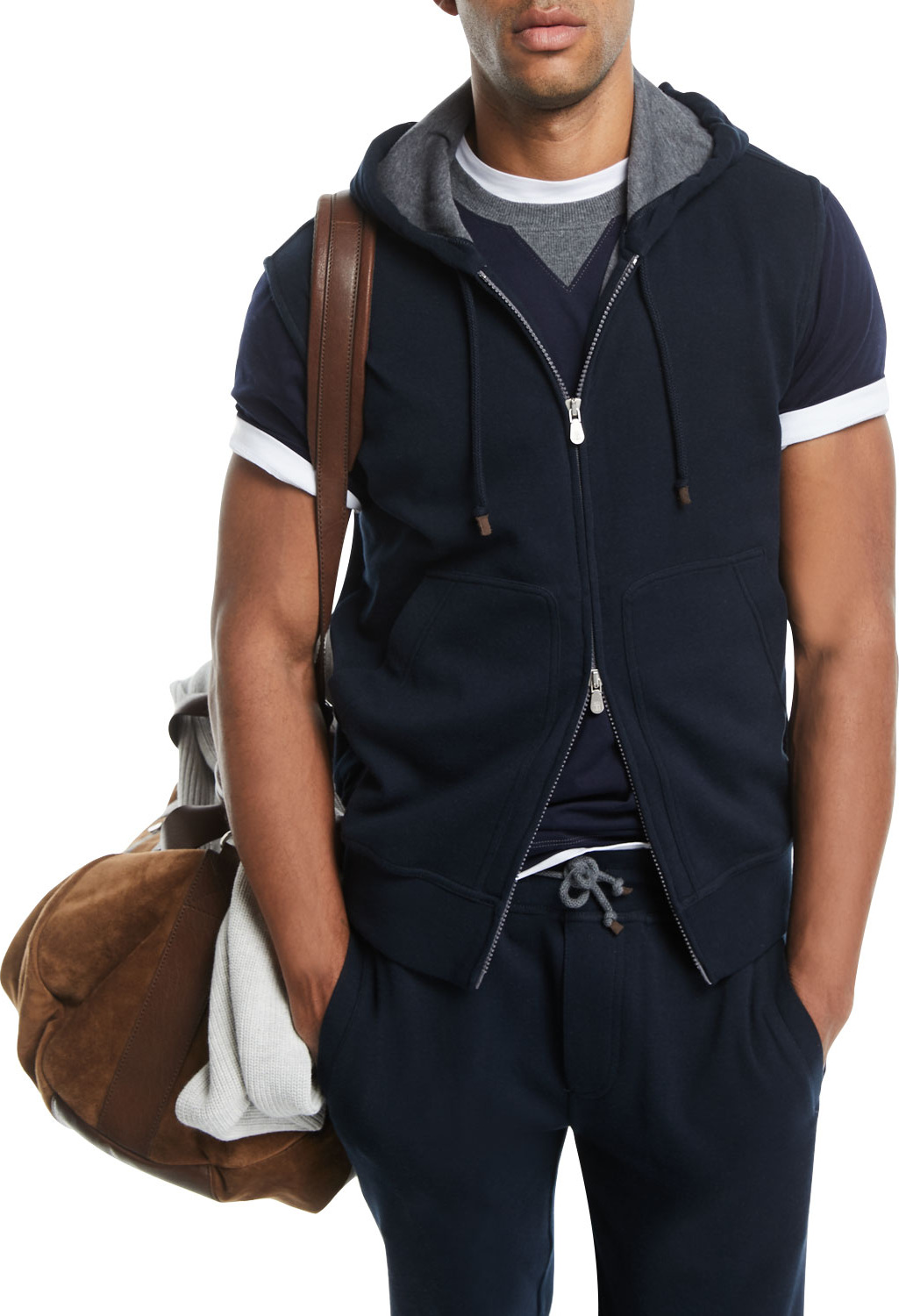 Brunello Cucinelli Spa Double-Sided Sleeveless Hoodie