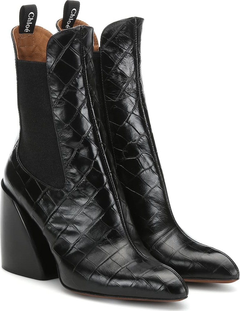 Chloe Wave embossed leather ankle boots