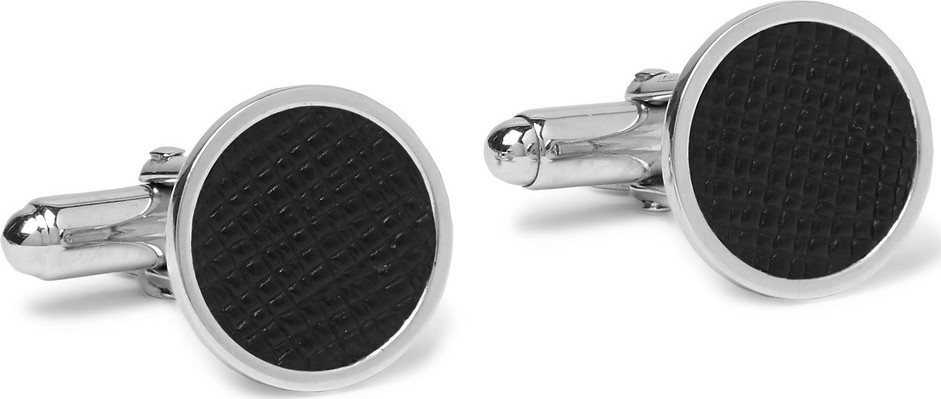 Prada Silver Saffiano Leather Cufflinks Prada Silver Saffiano Leather Cufflinks