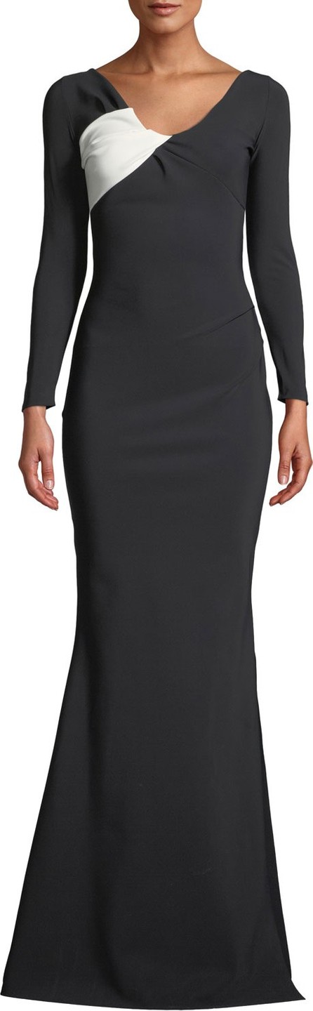 La Petite Robe di Chiara Boni Bilgi Long-Sleeve Jersey Colorblock Gown La Petite Robe di Chiara Boni Bilgi Long-Sleeve Jersey Colorblock Gown