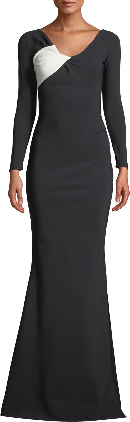 La Petite Robe di Chiara Boni Bilgi Long-Sleeve Jersey Colorblock Gown
