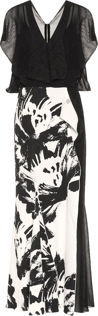 Roland Mouret Printed cotton-blend maxi dress