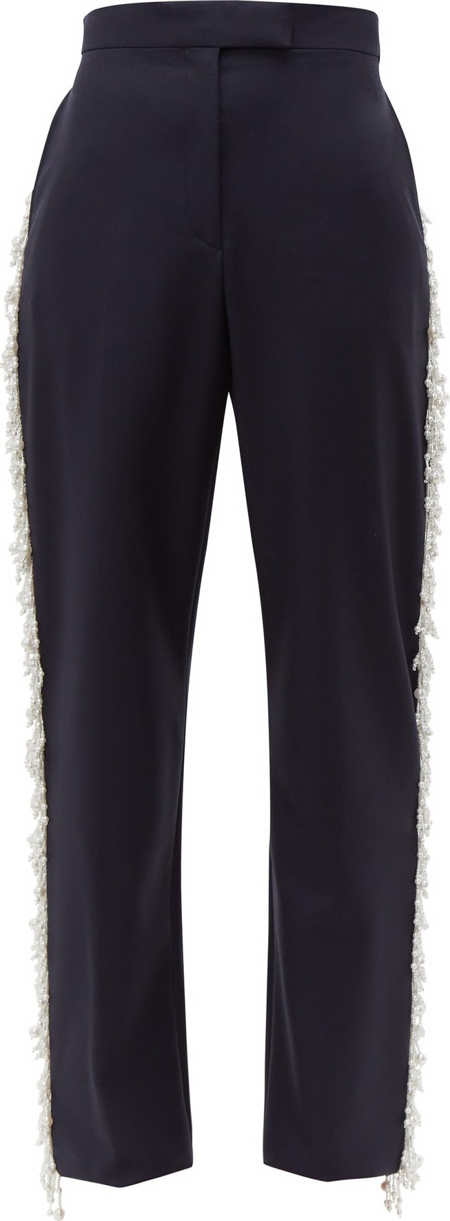Christopher Kane Faux pearl-embellish tailored wool trousers