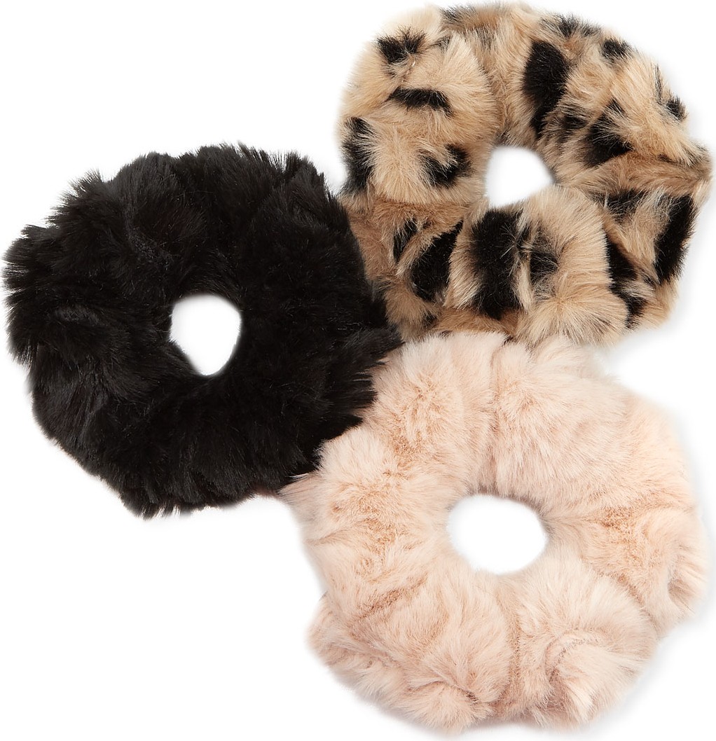Fabulous Furs Couture Faux-Fur Hair Scrunchies, Set of 3